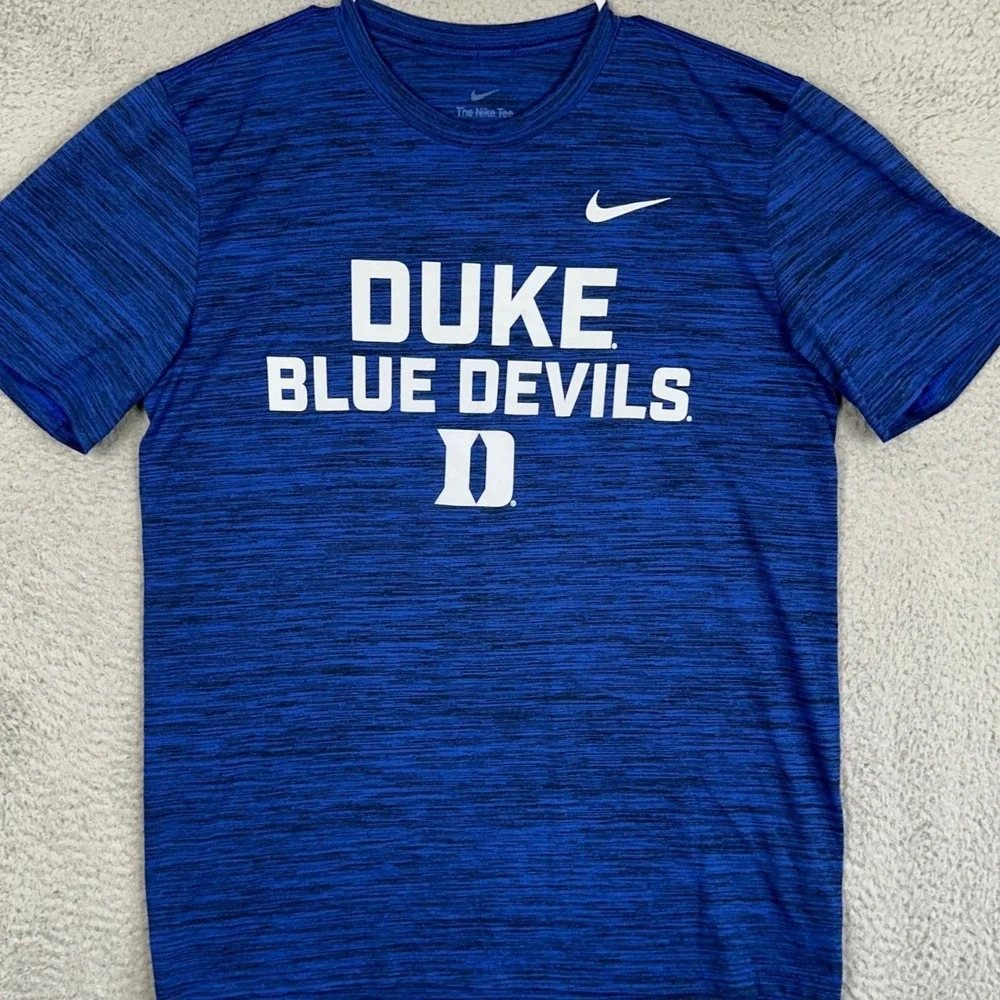 Duke Blue Devils Nike T-Shirt Mens Medium Blue Dri-Fit Heather Short Sleeve Tee